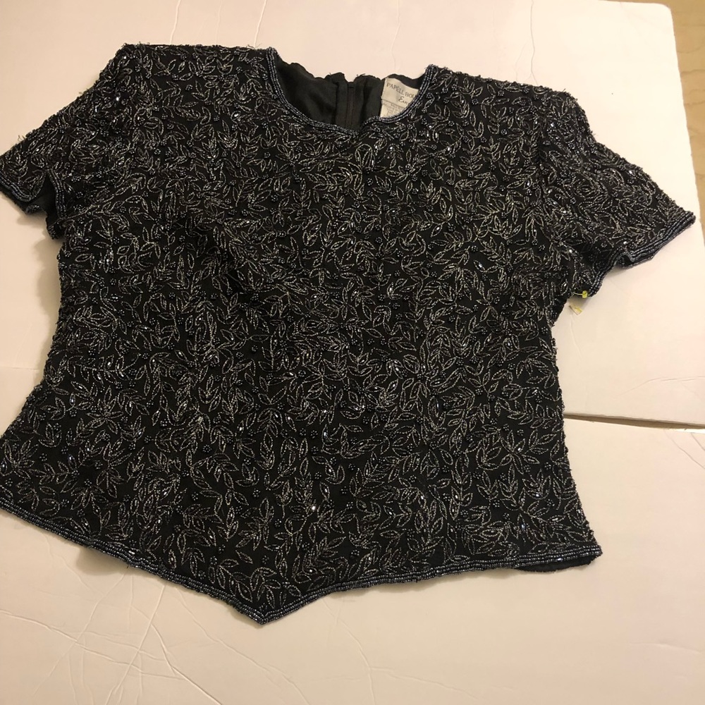 Papell BOUTIQUE EVENING BEAUTIFUL BEADED TOP SZ LG evening Wear vintage …